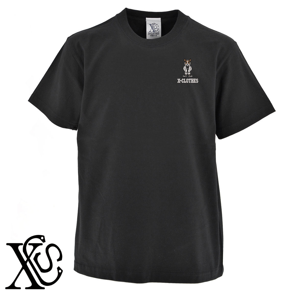 ワル犬2柄 刺繍 5.6oz 綿100% 半袖 Tシャツ メンズ レディース カットソー 大きいサイズあり【X-CLOTHES】オリジナル グッズ 刺繍 ワンポイント 雑貨【b 黒 紺 ブルー 赤 ワイン】【g 白 灰】 【2植物ロゴ-キャラクター】