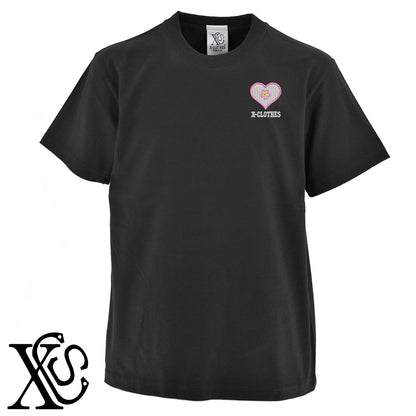 さくら3柄 刺繍 5.6oz 綿100% 半袖 Tシャツ メンズ レディース カットソー 大きいサイズあり【X-CLOTHES】オリジナル グッズ 刺繍 ワンポイント 雑貨【b 黒 紺 ブルー 赤 ワイン】【g 白 灰】 【2植物ロゴ-ハート】