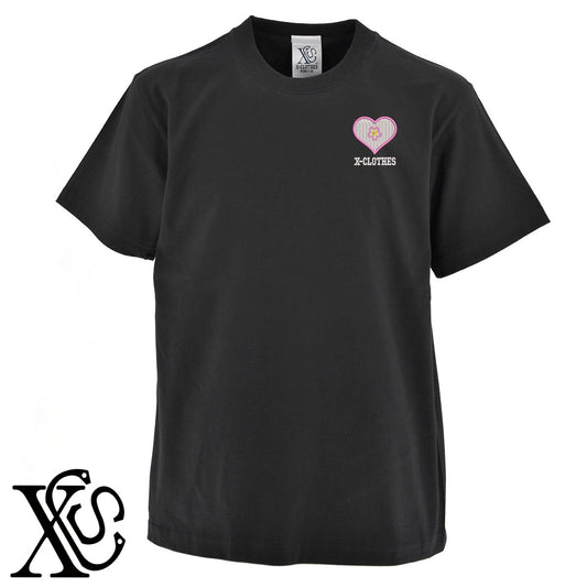 さくら3柄 刺繍 5.6oz 綿100% 半袖 Tシャツ メンズ レディース カットソー 大きいサイズあり【X-CLOTHES】オリジナル グッズ 刺繍 ワンポイント 雑貨【b 黒 紺 ブルー 赤 ワイン】【g 白 灰】 【2植物ロゴ-ハート】