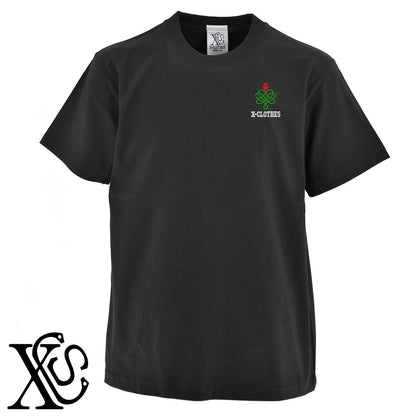 ハート6柄 刺繍 5.6oz 綿100% 半袖 Tシャツ メンズ レディース カットソー 大きいサイズあり【X-CLOTHES】オリジナル グッズ 刺繍 ワンポイント 雑貨【b 黒 紺 ブルー 赤 ワイン】【g 白 灰】 【2植物ロゴ-ハート】