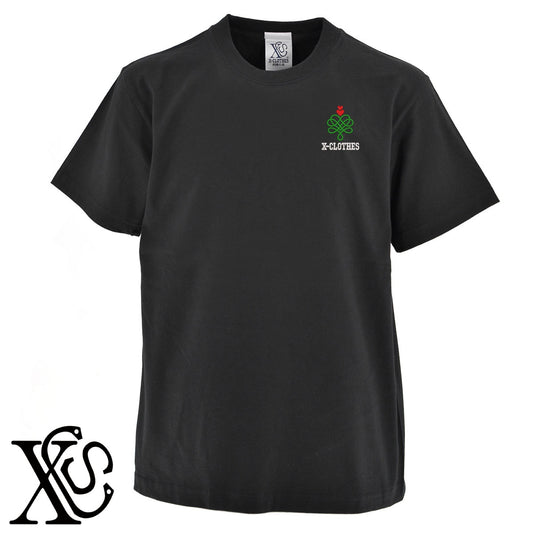 ハート6柄 刺繍 5.6oz 綿100% 半袖 Tシャツ メンズ レディース カットソー 大きいサイズあり【X-CLOTHES】オリジナル グッズ 刺繍 ワンポイント 雑貨【b 黒 紺 ブルー 赤 ワイン】【g 白 灰】 【2植物ロゴ-ハート】