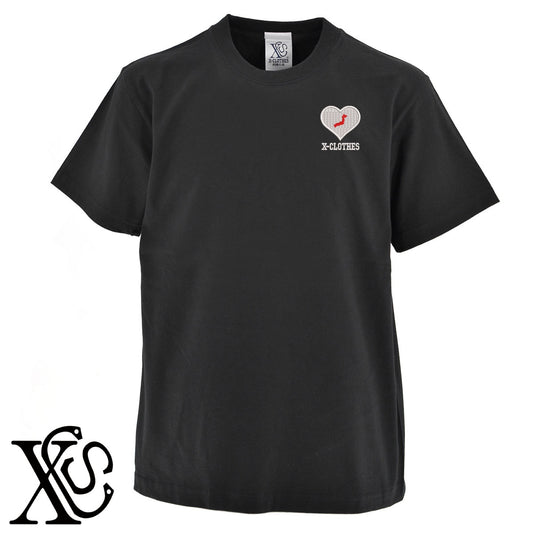 日本地図2柄 刺繍 5.6oz 綿100% 半袖 Tシャツ メンズ レディース カットソー 大きいサイズあり【X-CLOTHES】オリジナル グッズ 刺繍 ワンポイント 雑貨【b 黒 紺 ブルー 赤 ワイン】【g 白 灰】 【2植物ロゴ-ハート】