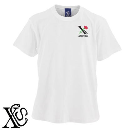 カーネーション3柄 刺繍 5.6oz 綿100% 半袖 Tシャツ メンズ レディース カットソー 大きいサイズあり【X-CLOTHES】オリジナル グッズ 刺繍 ワンポイント 雑貨【b 黒 紺 ブルー 赤 ワイン】【g 白 灰】 【2植物ロゴ-モチーフ】