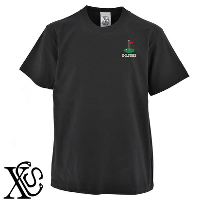 ゴルフ5柄 刺繍 5.6oz 綿100% 半袖 Tシャツ メンズ レディース カットソー 大きいサイズあり【X-CLOTHES】オリジナル グッズ 刺繍 ワンポイント 雑貨【b 黒 紺 ブルー 赤 ワイン】【g 白 灰】 【2植物ロゴ-モチーフ】