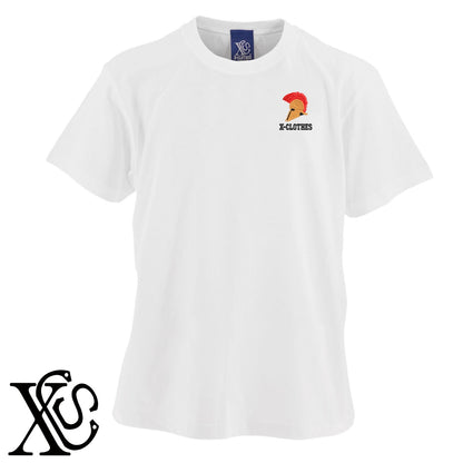 ローマ兜2柄 刺繍 5.6oz 綿100% 半袖 Tシャツ メンズ レディース カットソー 大きいサイズあり【X-CLOTHES】オリジナル グッズ 刺繍 ワンポイント 雑貨【b 黒 紺 ブルー 赤 ワイン】【g 白 灰】 【2植物ロゴ-モチーフ】