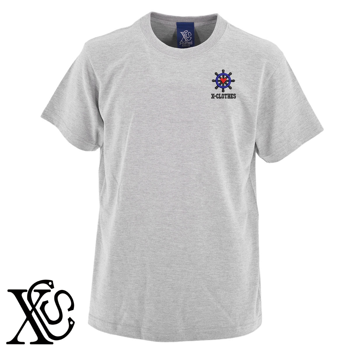 船4柄 刺繍 5.6oz 綿100% 半袖 Tシャツ メンズ レディース カットソー 大きいサイズあり【X-CLOTHES】オリジナル グッズ 刺繍 ワンポイント 雑貨【b 黒 紺 ブルー 赤 ワイン】【g 白 灰】 【2植物ロゴ-モチーフ】