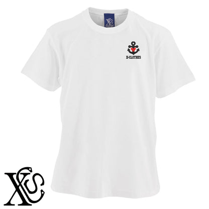 船5柄 刺繍 5.6oz 綿100% 半袖 Tシャツ メンズ レディース カットソー 大きいサイズあり【X-CLOTHES】オリジナル グッズ 刺繍 ワンポイント 雑貨【b 黒 紺 ブルー 赤 ワイン】【g 白 灰】 【2植物ロゴ-モチーフ】
