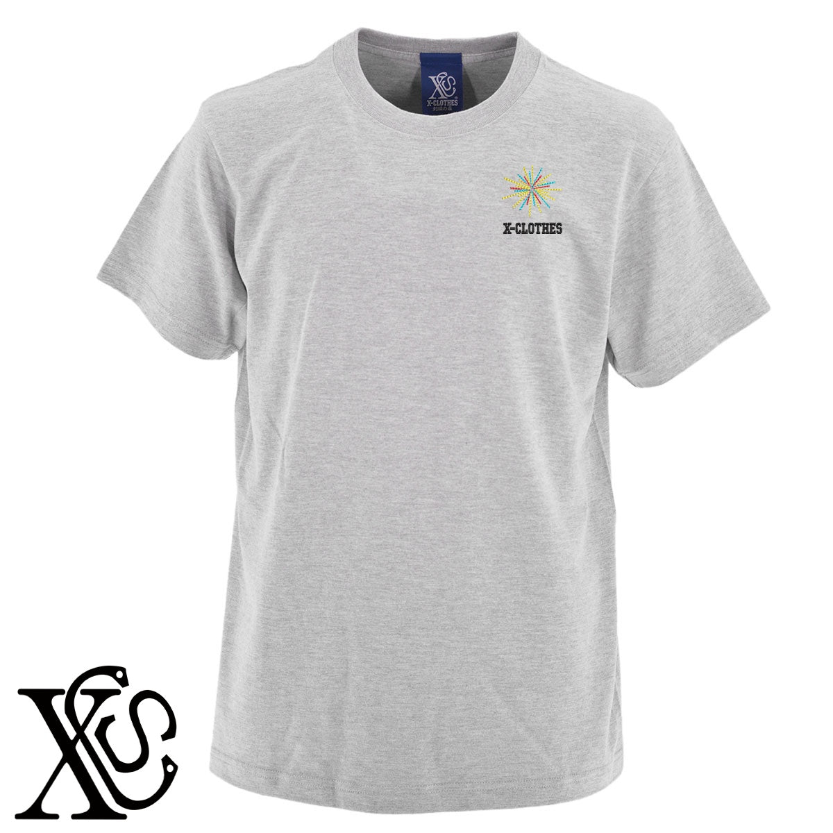 花火3柄 刺繍 5.6oz 綿100% 半袖 Tシャツ メンズ レディース カットソー 大きいサイズあり【X-CLOTHES】オリジナル グッズ 刺繍 ワンポイント 雑貨【b 黒 紺 ブルー 赤 ワイン】【g 白 灰】 【2植物ロゴ-モチーフ】