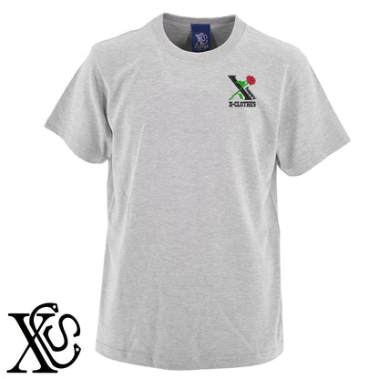 薔薇6柄 刺繍 5.6oz 綿100% 半袖 Tシャツ メンズ レディース カットソー 大きいサイズあり【X-CLOTHES】オリジナル グッズ 刺繍 ワンポイント 雑貨【b 黒 紺 ブルー 赤 ワイン】【g 白 灰】 【2植物ロゴ-モチーフ】