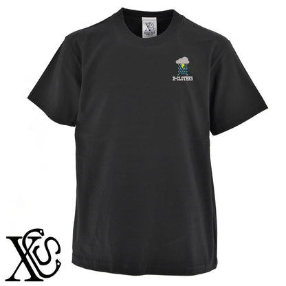 雨2柄 刺繍 5.6oz 綿100% 半袖 Tシャツ メンズ レディース カットソー 大きいサイズあり【X-CLOTHES】オリジナル グッズ 刺繍 ワンポイント 雑貨【b 黒 紺 ブルー 赤 ワイン】【g 白 灰】 【2植物ロゴ-モチーフ】
