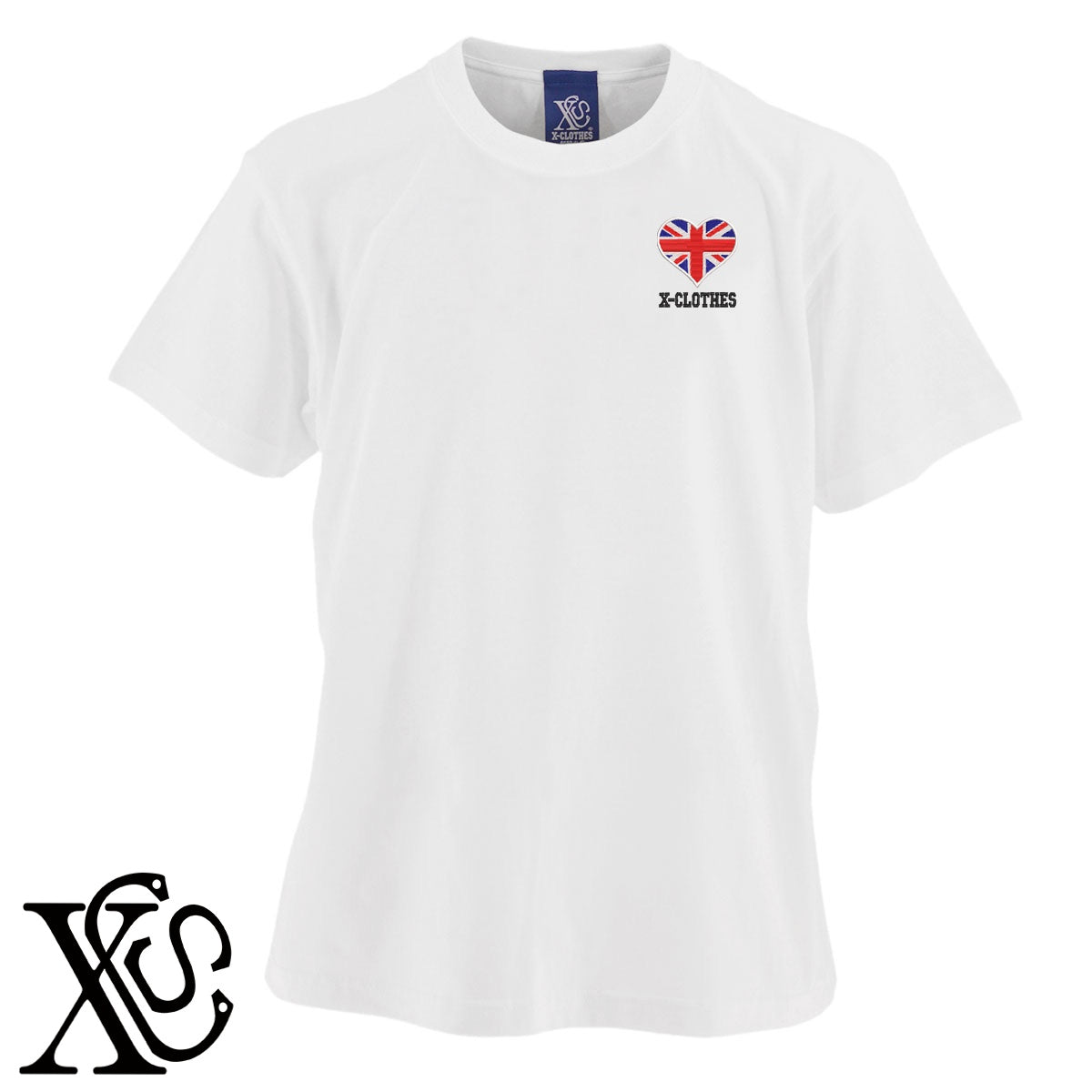 イギリス2柄 刺繍 5.6oz 綿100% 半袖 Tシャツ メンズ レディース カットソー 大きいサイズあり【X-CLOTHES】オリジナル グッズ 刺繍 ワンポイント 雑貨【b 黒 紺 ブルー 赤 ワイン】【g 白 灰】 【2植物ロゴ-国旗】