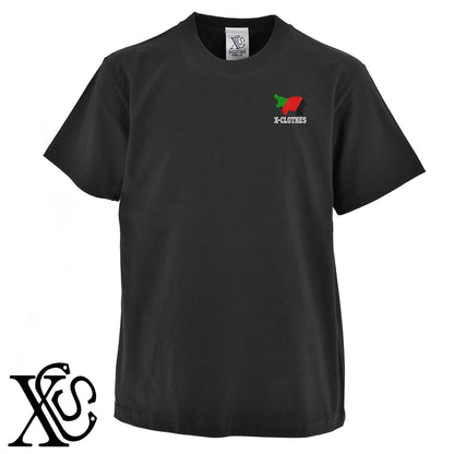 カバ3柄 刺繍 5.6oz 綿100% 半袖 Tシャツ メンズ レディース カットソー 大きいサイズあり【X-CLOTHES】オリジナル グッズ 刺繍 ワンポイント 雑貨【b 黒 紺 ブルー 赤 ワイン】【g 白 灰】 【2植物ロゴ-国旗】