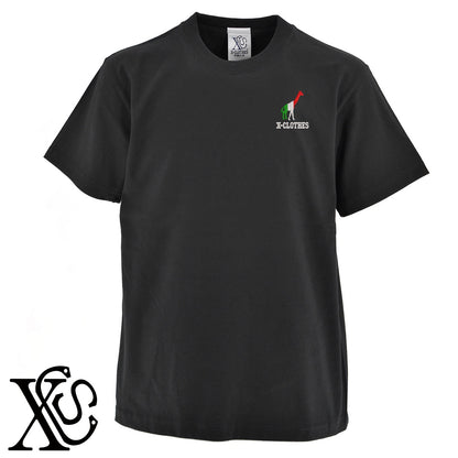 キリン4柄 刺繍 5.6oz 綿100% 半袖 Tシャツ メンズ レディース カットソー 大きいサイズあり【X-CLOTHES】オリジナル グッズ 刺繍 ワンポイント 雑貨【b 黒 紺 ブルー 赤 ワイン】【g 白 灰】 【2植物ロゴ-国旗】
