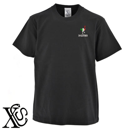 ダチョウ2柄 刺繍 5.6oz 綿100% 半袖 Tシャツ メンズ レディース カットソー 大きいサイズあり【X-CLOTHES】オリジナル グッズ 刺繍 ワンポイント 雑貨【b 黒 紺 ブルー 赤 ワイン】【g 白 灰】 【2植物ロゴ-国旗】