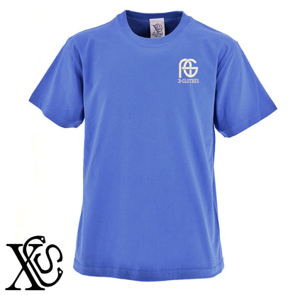 AGロゴ2柄 刺繍 5.6oz 綿100% 半袖 Tシャツ メンズ レディース カットソー 大きいサイズあり【X-CLOTHES】オリジナル グッズ 刺繍 ワンポイント 雑貨【b 黒 紺 ブルー 赤 ワイン】【g 白 灰】 【2植物ロゴ-文字ロゴ】