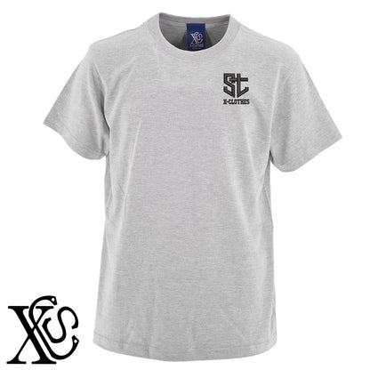 STロゴ3柄 刺繍 5.6oz 綿100% 半袖 Tシャツ メンズ レディース カットソー 大きいサイズあり【X-CLOTHES】オリジナル グッズ 刺繍 ワンポイント 雑貨【b 黒 紺 ブルー 赤 ワイン】【g 白 灰】 【2植物ロゴ-文字ロゴ】