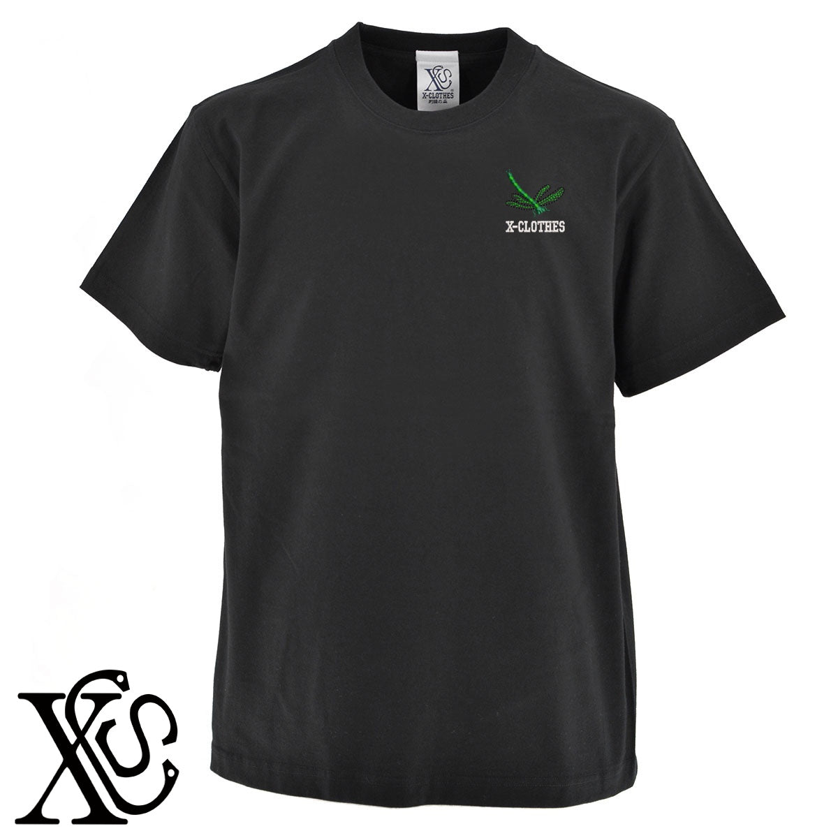 トンボ3柄 刺繍 5.6oz 綿100% 半袖 Tシャツ メンズ レディース カットソー 大きいサイズあり【X-CLOTHES】オリジナル グッズ 刺繍 ワンポイント 雑貨【b 黒 紺 ブルー 赤 ワイン】【g 白 灰】 【2植物ロゴ-昆虫】