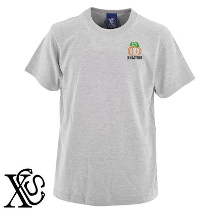 かぼちゃ3柄 刺繍 5.6oz 綿100% 半袖 Tシャツ メンズ レディース カットソー 大きいサイズあり【X-CLOTHES】オリジナル グッズ 刺繍 ワンポイント 雑貨【b 黒 紺 ブルー 赤 ワイン】【g 白 灰】 【2植物ロゴ-果物】