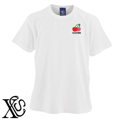 さくらんぼ3柄 刺繍 5.6oz 綿100% 半袖 Tシャツ メンズ レディース カットソー 大きいサイズあり【X-CLOTHES】オリジナル グッズ 刺繍 ワンポイント 雑貨【b 黒 紺 ブルー 赤 ワイン】【g 白 灰】 【2植物ロゴ-果物】