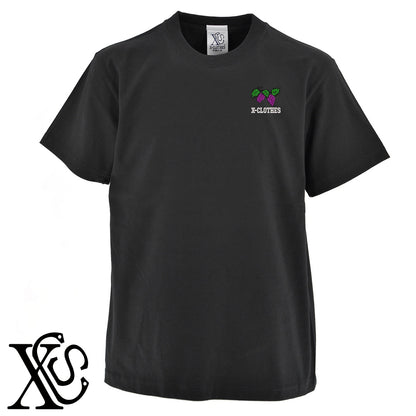 ぶどう2柄 刺繍 5.6oz 綿100% 半袖 Tシャツ メンズ レディース カットソー 大きいサイズあり【X-CLOTHES】オリジナル グッズ 刺繍 ワンポイント 雑貨【b 黒 紺 ブルー 赤 ワイン】【g 白 灰】 【2植物ロゴ-果物】