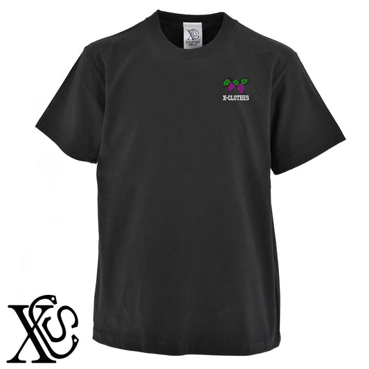 ぶどう2柄 刺繍 5.6oz 綿100% 半袖 Tシャツ メンズ レディース カットソー 大きいサイズあり【X-CLOTHES】オリジナル グッズ 刺繍 ワンポイント 雑貨【b 黒 紺 ブルー 赤 ワイン】【g 白 灰】 【2植物ロゴ-果物】