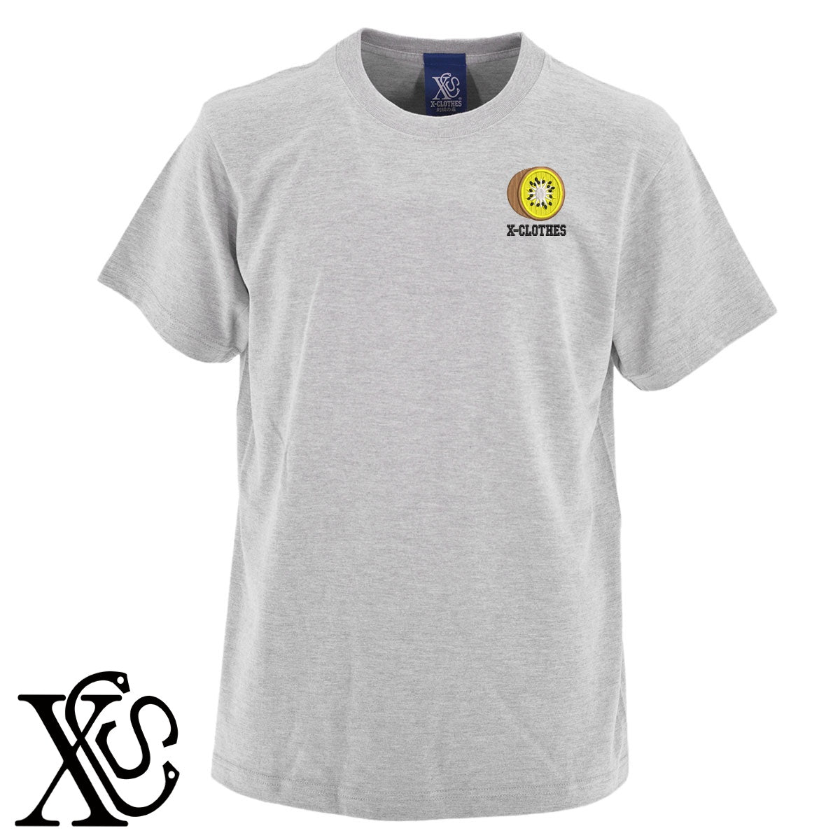 キウイ2柄 刺繍 5.6oz 綿100% 半袖 Tシャツ メンズ レディース カットソー 大きいサイズあり【X-CLOTHES】オリジナル グッズ 刺繍 ワンポイント 雑貨【b 黒 紺 ブルー 赤 ワイン】【g 白 灰】 【2植物ロゴ-果物】