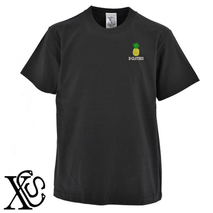 パイナップル2柄 刺繍 5.6oz 綿100% 半袖 Tシャツ メンズ レディース カットソー 大きいサイズあり【X-CLOTHES】オリジナル グッズ 刺繍 ワンポイント 雑貨【b 黒 紺 ブルー 赤 ワイン】【g 白 灰】 【2植物ロゴ-果物】