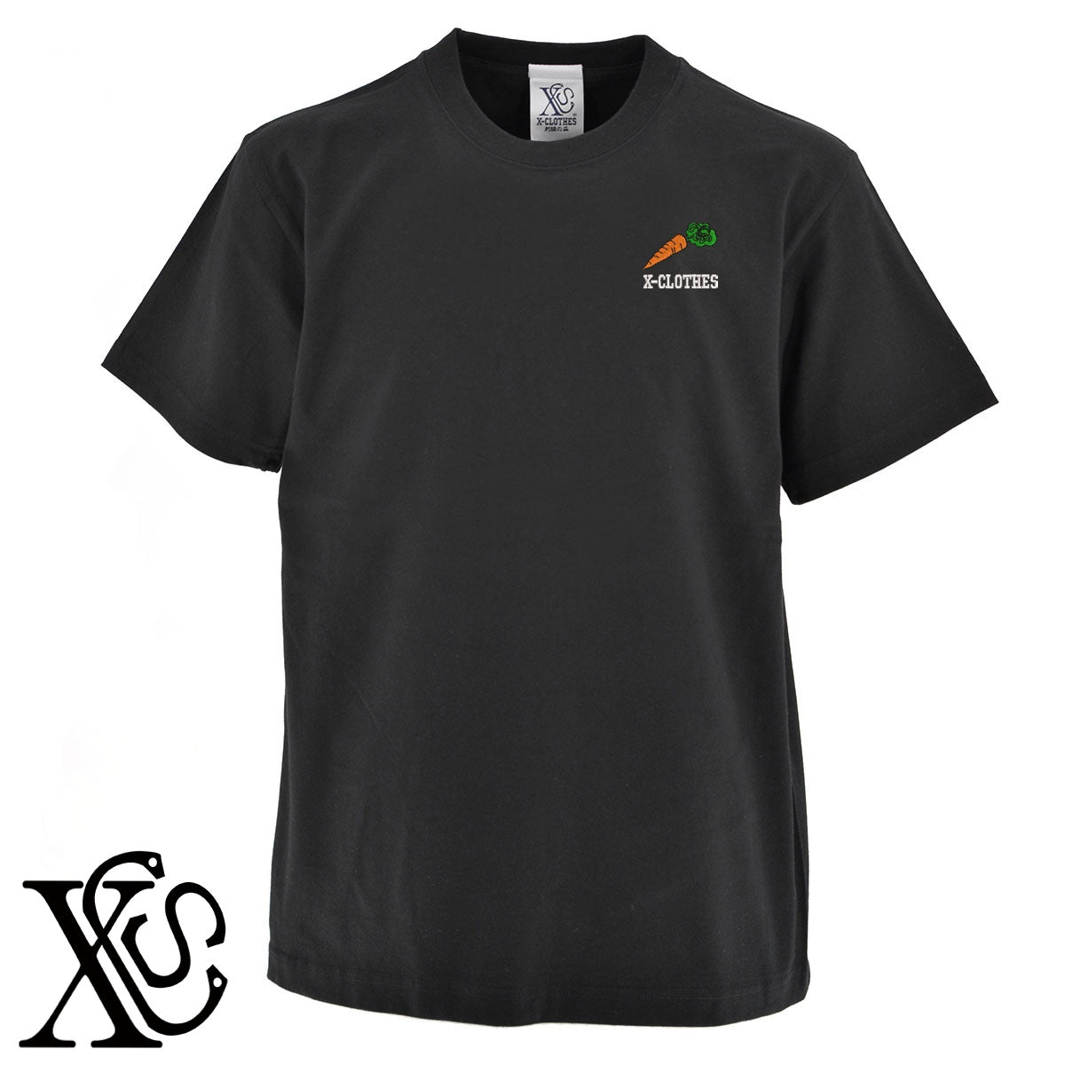 人参3柄 刺繍 5.6oz 綿100% 半袖 Tシャツ メンズ レディース カットソー 大きいサイズあり【X-CLOTHES】オリジナル グッズ 刺繍 ワンポイント 雑貨【b 黒 紺 ブルー 赤 ワイン】【g 白 灰】 【2植物ロゴ-果物】