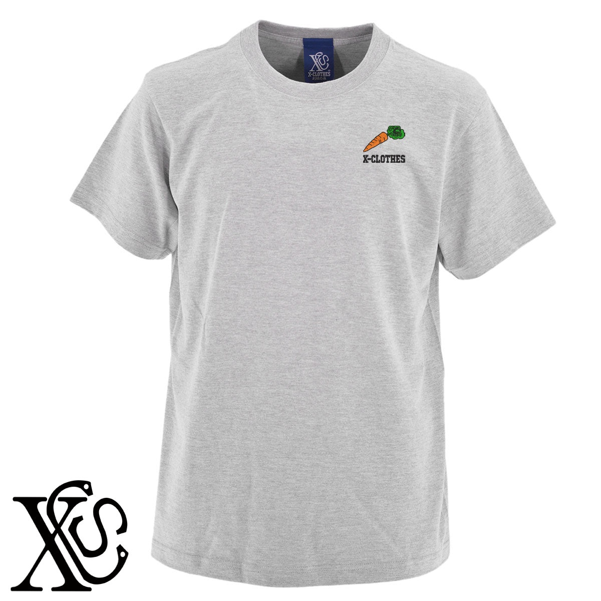 人参3柄 刺繍 5.6oz 綿100% 半袖 Tシャツ メンズ レディース カットソー 大きいサイズあり【X-CLOTHES】オリジナル グッズ 刺繍 ワンポイント 雑貨【b 黒 紺 ブルー 赤 ワイン】【g 白 灰】 【2植物ロゴ-果物】