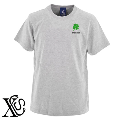 クローバー2柄 刺繍 5.6oz 綿100% 半袖 Tシャツ メンズ レディース カットソー 大きいサイズあり【X-CLOTHES】オリジナル グッズ 刺繍 ワンポイント 雑貨【b 黒 紺 ブルー 赤 ワイン】【g 白 灰】 【2植物ロゴ-植物】