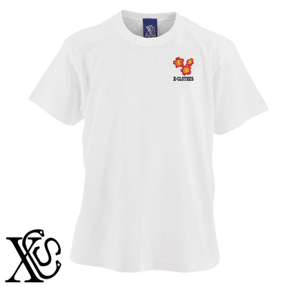 梅2柄 刺繍 5.6oz 綿100% 半袖 Tシャツ メンズ レディース カットソー 大きいサイズあり【X-CLOTHES】オリジナル グッズ 刺繍 ワンポイント 雑貨【b 黒 紺 ブルー 赤 ワイン】【g 白 灰】 【2植物ロゴ-植物】