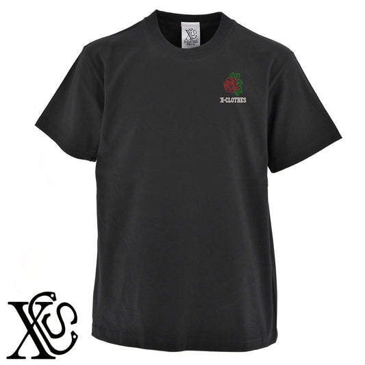 花6柄 刺繍 5.6oz 綿100% 半袖 Tシャツ メンズ レディース カットソー 大きいサイズあり【X-CLOTHES】オリジナル グッズ 刺繍 ワンポイント 雑貨【b 黒 紺 ブルー 赤 ワイン】【g 白 灰】 【2植物ロゴ-植物】