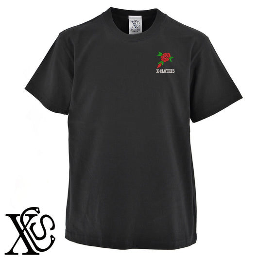花7柄 刺繍 5.6oz 綿100% 半袖 Tシャツ メンズ レディース カットソー 大きいサイズあり【X-CLOTHES】オリジナル グッズ 刺繍 ワンポイント 雑貨【b 黒 紺 ブルー 赤 ワイン】【g 白 灰】 【2植物ロゴ-植物】
