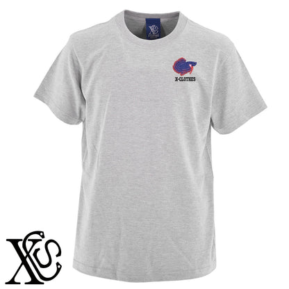 ジャイアントベタ4柄 刺繍 5.6oz 綿100% 半袖 Tシャツ メンズ レディース カットソー 大きいサイズあり【X-CLOTHES】オリジナル グッズ 刺繍 ワンポイント 雑貨【b 黒 紺 ブルー 赤 ワイン】【g 白 灰】 【2植物ロゴ-魚類】