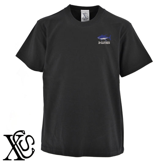 マグロ6柄 刺繍 5.6oz 綿100% 半袖 Tシャツ メンズ レディース カットソー 大きいサイズあり【X-CLOTHES】オリジナル グッズ 刺繍 ワンポイント 雑貨【b 黒 紺 ブルー 赤 ワイン】【g 白 灰】 【2植物ロゴ-魚類】