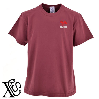 正念場柄 刺繍 5.6oz 綿100% 半袖 Tシャツ メンズ レディース カットソー 大きいサイズあり【X-CLOTHES】オリジナル グッズ 刺繍 ワンポイント 雑貨【b 黒 紺 ブルー 赤 ワイン】【g 白 灰】 【3文字標識-3文字】