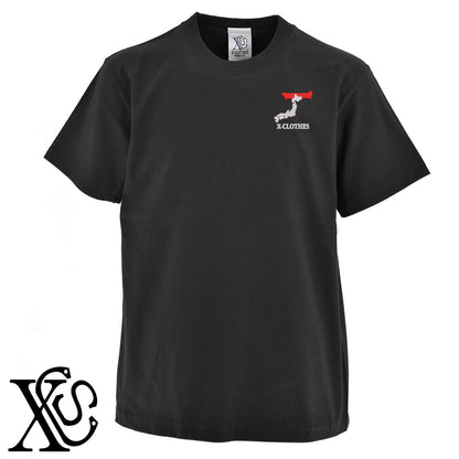 [T]大文字柄 刺繍 5.6oz 綿100% 半袖 Tシャツ メンズ レディース カットソー 大きいサイズあり【X-CLOTHES】オリジナル グッズ 刺繍 ワンポイント 雑貨【b 黒 紺 ブルー 赤 ワイン】【g 白 灰】 【3文字標識-日本地図字】