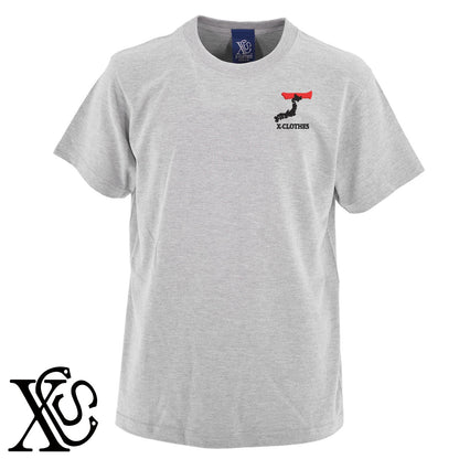 [T]大文字柄 刺繍 5.6oz 綿100% 半袖 Tシャツ メンズ レディース カットソー 大きいサイズあり【X-CLOTHES】オリジナル グッズ 刺繍 ワンポイント 雑貨【b 黒 紺 ブルー 赤 ワイン】【g 白 灰】 【3文字標識-日本地図字】