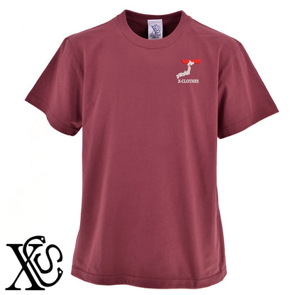 [T]大文字柄 刺繍 5.6oz 綿100% 半袖 Tシャツ メンズ レディース カットソー 大きいサイズあり【X-CLOTHES】オリジナル グッズ 刺繍 ワンポイント 雑貨【b 黒 紺 ブルー 赤 ワイン】【g 白 灰】 【3文字標識-日本地図字】