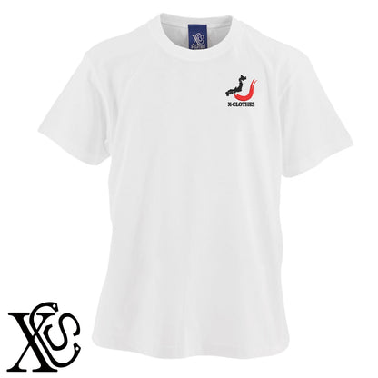 [u]小文字柄 刺繍 5.6oz 綿100% 半袖 Tシャツ メンズ レディース カットソー 大きいサイズあり【X-CLOTHES】オリジナル グッズ 刺繍 ワンポイント 雑貨【b 黒 紺 ブルー 赤 ワイン】【g 白 灰】 【3文字標識-日本地図字】