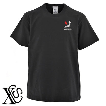 [y]小文字柄 刺繍 5.6oz 綿100% 半袖 Tシャツ メンズ レディース カットソー 大きいサイズあり【X-CLOTHES】オリジナル グッズ 刺繍 ワンポイント 雑貨【b 黒 紺 ブルー 赤 ワイン】【g 白 灰】 【3文字標識-日本地図字】