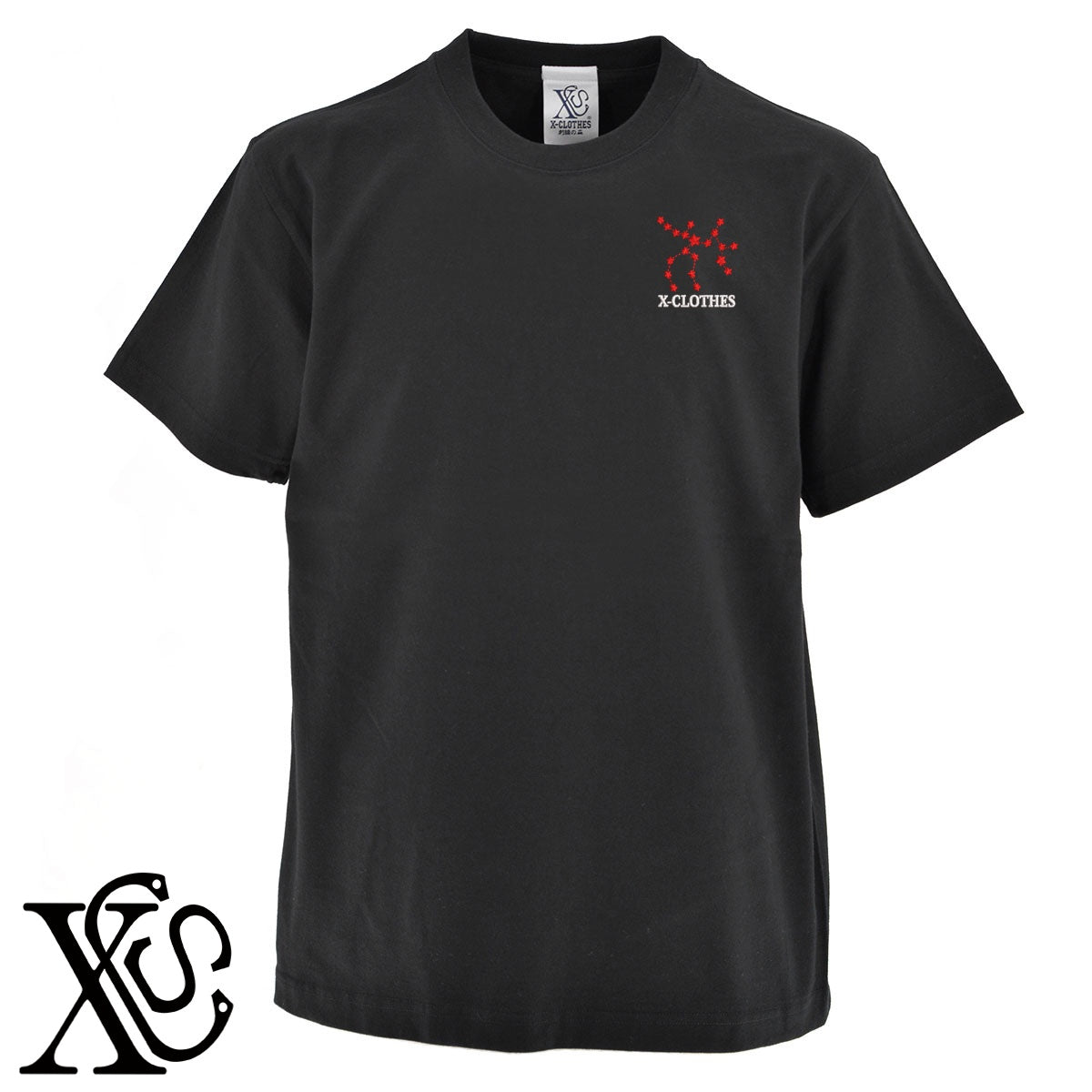 いて座柄 刺繍 5.6oz 綿100% 半袖 Tシャツ メンズ レディース カットソー 大きいサイズあり【X-CLOTHES】オリジナル グッズ 刺繍 ワンポイント 雑貨【b 黒 紺 ブルー 赤 ワイン】【g 白 灰】 【3文字標識-星座】