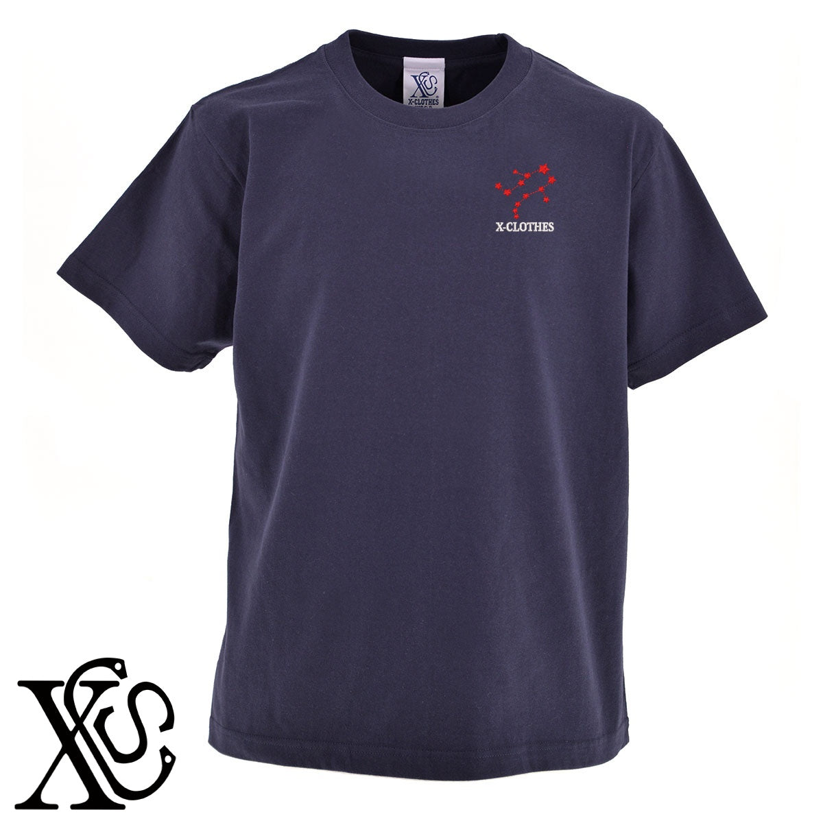 ふたご座柄 刺繍 5.6oz 綿100% 半袖 Tシャツ メンズ レディース カットソー 大きいサイズあり【X-CLOTHES】オリジナル グッズ 刺繍 ワンポイント 雑貨【b 黒 紺 ブルー 赤 ワイン】【g 白 灰】 【3文字標識-星座】