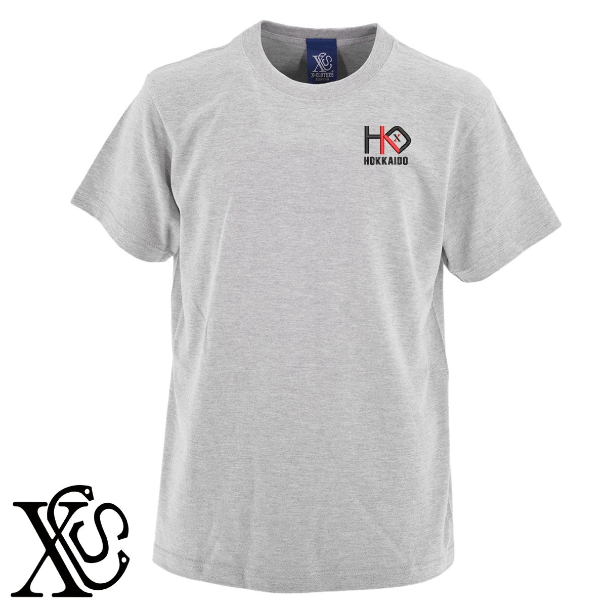 北海道柄 刺繍 5.6oz 綿100% 半袖 Tシャツ メンズ レディース カットソー 大きいサイズあり【X-CLOTHES】オリジナル グッズ 刺繍 ワンポイント 雑貨【b 黒 紺 ブルー 赤 ワイン】【g 白 灰】 【3文字標識-都道府県】
