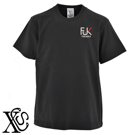 福岡柄 刺繍 5.6oz 綿100% 半袖 Tシャツ メンズ レディース カットソー 大きいサイズあり【X-CLOTHES】オリジナル グッズ 刺繍 ワンポイント 雑貨【b 黒 紺 ブルー 赤 ワイン】【g 白 灰】 【3文字標識-都道府県】