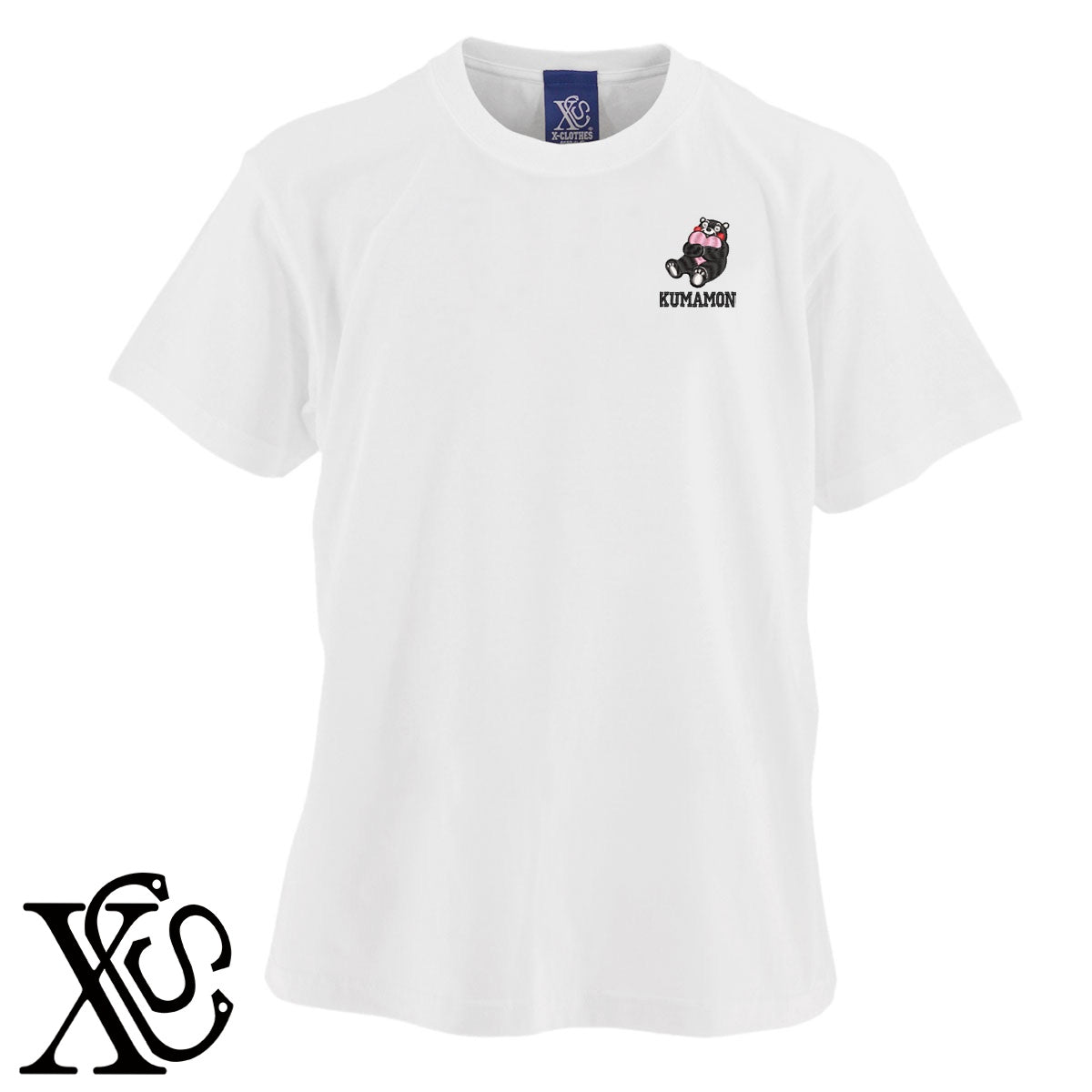 くまモン111柄 刺繍 5.6oz 綿100% 半袖 Tシャツ メンズ レディース カットソー 大きいサイズあり【X-CLOTHES】オリジナル グッズ 刺繍 ワンポイント 雑貨【b 黒 紺 ブルー 赤 ワイン】【g 白 灰】 【4くまモン-A】