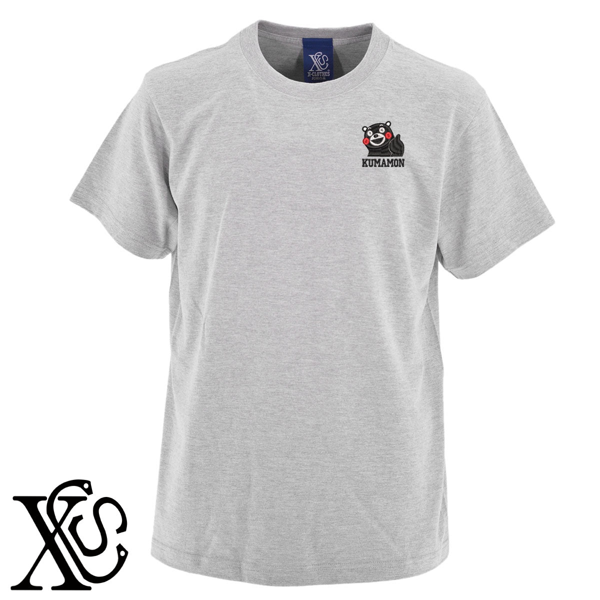 くまモン128柄 刺繍 5.6oz 綿100% 半袖 Tシャツ メンズ レディース カットソー 大きいサイズあり【X-CLOTHES】オリジナル グッズ 刺繍 ワンポイント 雑貨【b 黒 紺 ブルー 赤 ワイン】【g 白 灰】 【4くまモン-A】
