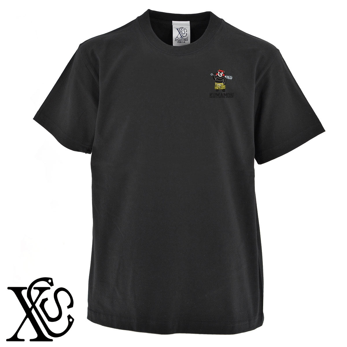 くまモン93柄 刺繍 5.6oz 綿100% 半袖 Tシャツ メンズ レディース カットソー 大きいサイズあり【X-CLOTHES】オリジナル グッズ 刺繍 ワンポイント 雑貨【b 黒 紺 ブルー 赤 ワイン】【g 白 灰】 【4くまモン-A】