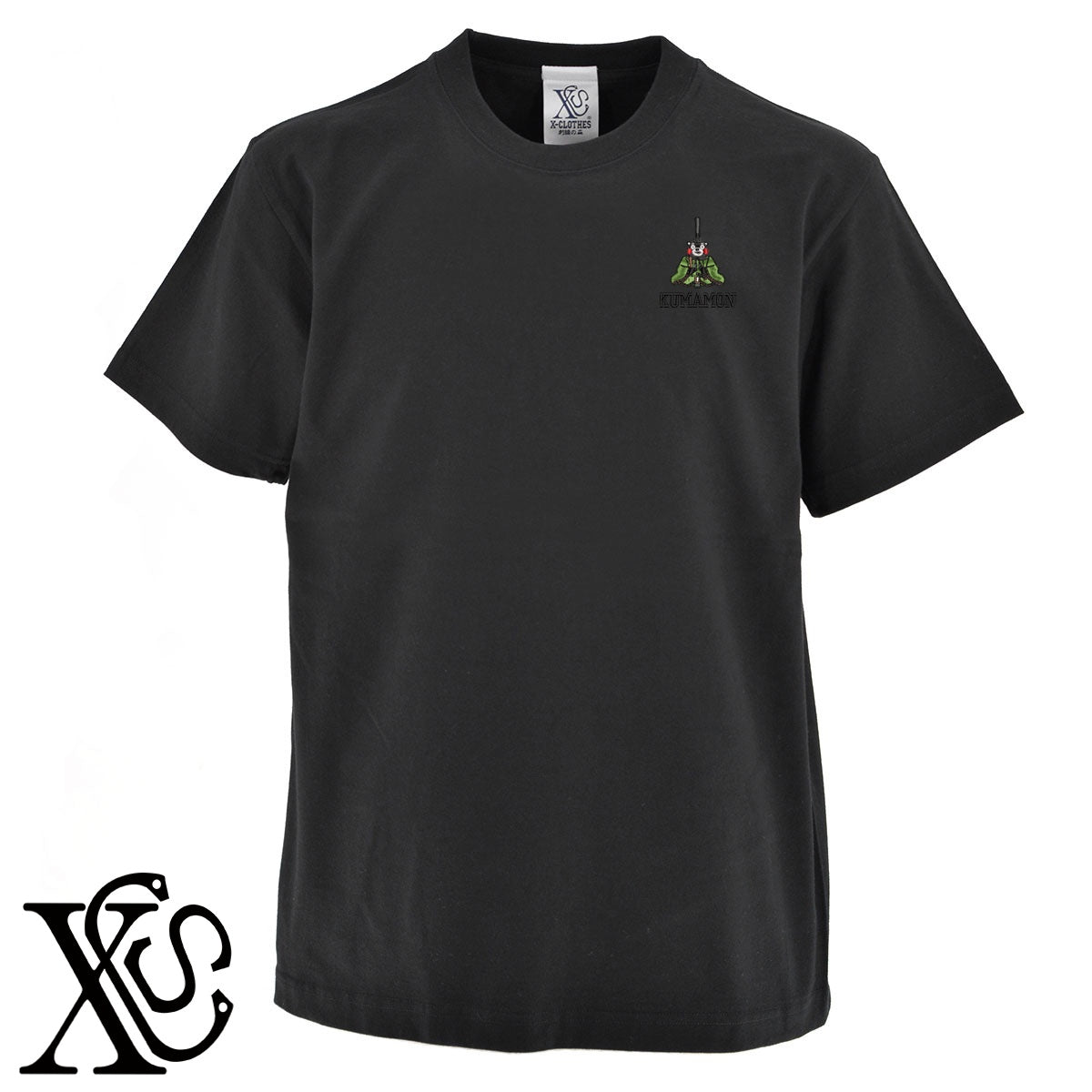 くまモン94柄 刺繍 5.6oz 綿100% 半袖 Tシャツ メンズ レディース カットソー 大きいサイズあり【X-CLOTHES】オリジナル グッズ 刺繍 ワンポイント 雑貨【b 黒 紺 ブルー 赤 ワイン】【g 白 灰】 【4くまモン-A】