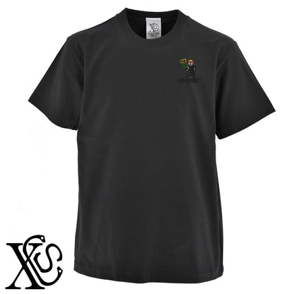 くまモン136柄 刺繍 5.6oz 綿100% 半袖 Tシャツ メンズ レディース カットソー 大きいサイズあり【X-CLOTHES】オリジナル グッズ 刺繍 ワンポイント 雑貨【b 黒 紺 ブルー 赤 ワイン】【g 白 灰】 【4くまモン-B】